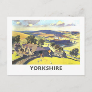 Antieke Yorkshire Reisposter Briefkaart