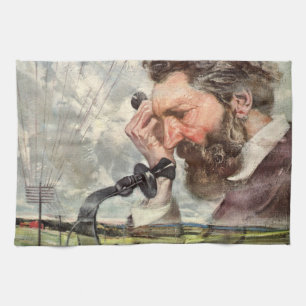 Antieke Zakelijke Alexander Graham Bell Telefoon Theedoek