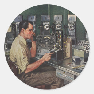 Antieke Zakelijke, Betaaltelefoon Telefoonherstell Ronde Sticker