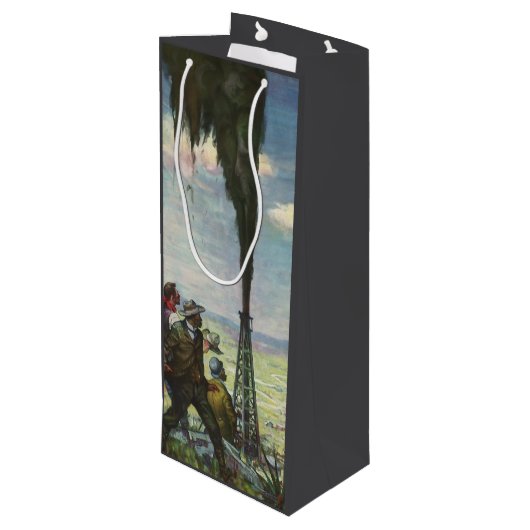 Antieke Zakelijke, Borrelende Oliebron met Werknem Wijn Cadeautas (Achterkant Gekanteld)