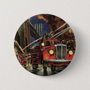 Antieke Zakelijke brandweerwagens brandweerlieden Ronde Button 5,7 Cm