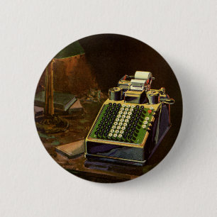 Antieke zakelijke Comptometer boekhoudmachine Ronde Button 5,7 Cm