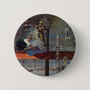 Antieke Zakelijke Dienst, Architecten en Bouw Ronde Button 5,7 Cm