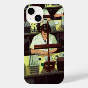 Antieke Zakelijke Telefoonmontagelijnaf Arbeidster Case-Mate iPhone 14 Hoesje