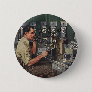 Antieke Zaken, Reparateur van Betaaltelefoons Ronde Button 5,7 Cm