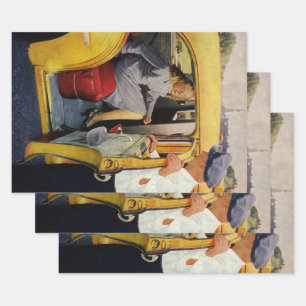 Antieke zaken, taxichauffeur vrouwelijke passagier inpakpapier vel