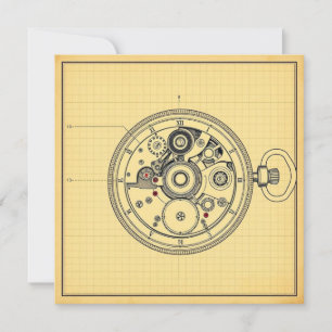 Antieke Zakhorloge Blauwdruk Kaart