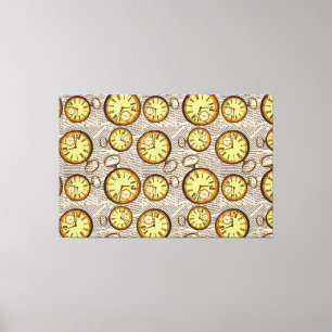 Antieke zakhorloge Steampunk Oude stijl krant Canvas Afdruk