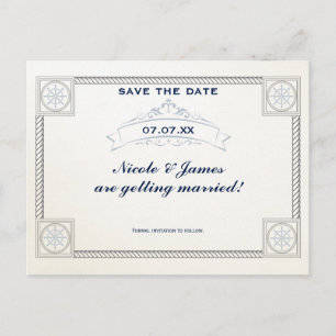 Antieke Zeevaart Strand Bruiloft Save The Date Kaa Aankondigingskaart