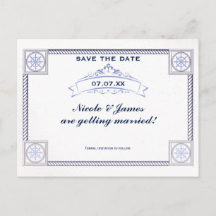 Antieke Zeevaart Strand Bruiloft Save The Date Kaa Aankondigingskaart