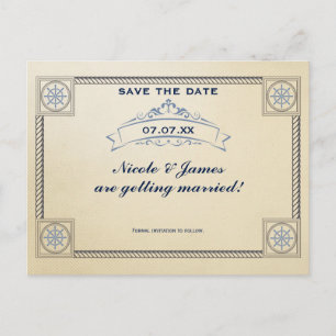 Antieke Zeevaart Strand Bruiloft Save The Date Kaa Aankondigingskaart