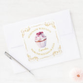 Antieke zelfgemaakte Cupcake vierkante sticker (Envelop)