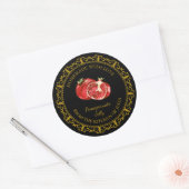 Antieke zelfgemaakte granaatappeljamlabel zwart ronde sticker (Envelop)