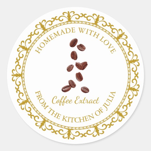 Antieke zelfgemaakte koffieextract label wit (Voorkant)