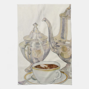 Antieke zilveren koffieservice theedoek