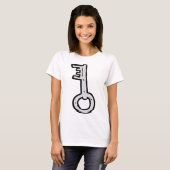 Antieke Zilveren Vintage Sleutel Handgetekend T-shirt (Voorkant volledig)