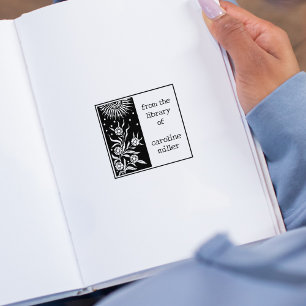 Antieke zon en bloemen Van de bibliotheek van Rubberstempel