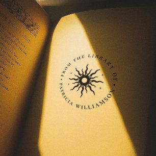 Antieke Zon Uit De Bibliotheek Van Naam Ex-Libris Rubberstempel