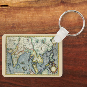 Antieke Zuidoost-Aziatische kaart door Mercator / Sleutelhanger