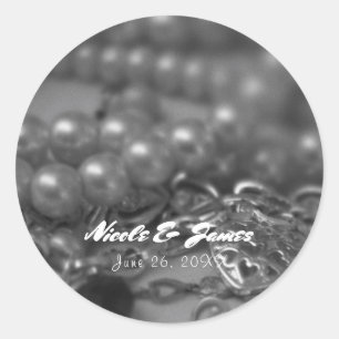 Antieke Zwart Witte Slot & Sleutel Elegante Trouwd Ronde Sticker