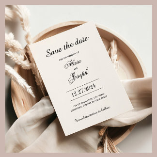 Antieke Zwarte Bloei Elegante Bewaar de Datum Save The Date