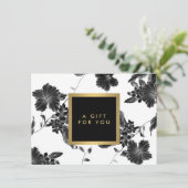 Antieke Zwarte Bloem Motief Cadeaubon (Staand voorkant)