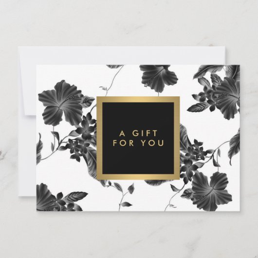 Antieke Zwarte Bloempatroon Cadeaubon (Voorkant)