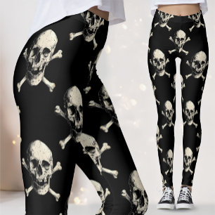 Antieke Zwarte Piratenschedel met Gekruiste Botten Leggings