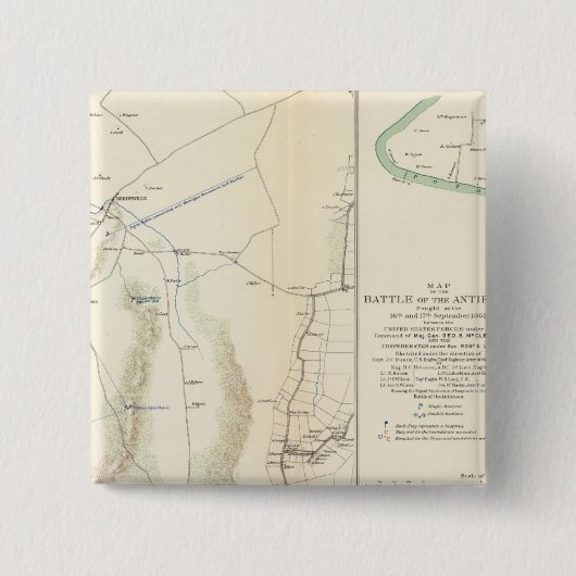 Antietam, Suffolk, Gettysburg Vierkante Button 5,1 Cm (Voorkant)