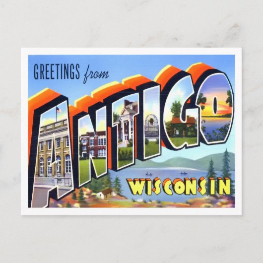 Antigo, Wisconsin Big Letters Briefkaart (Voorkant)