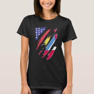 Antigua Amerikaanse Patriot Geteeld Hart Vlag Stre T-shirt