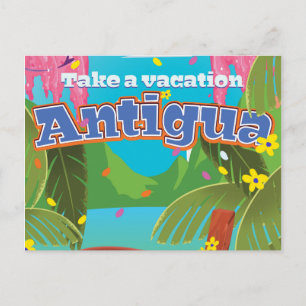 Antigua eiland vintage reisaffiche kunst. briefkaart