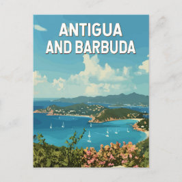 Antigua en Barbuda Illustratie Reizen Art Retro Briefkaart