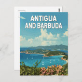 Antigua en Barbuda Illustratie Reizen Art Retro Briefkaart (Voorkant / Achterkant)