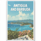 Antigua en Barbuda Illustratie Reizen Art Retro Sticker (Voorkant)