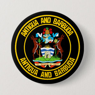 Antigua en Barbuda Round Emblem Ronde Button 7,6 Cm