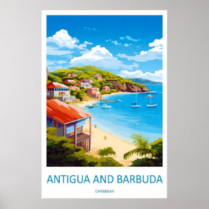 Antigua-et-Barbuda Affiche de voyage vintage Ski