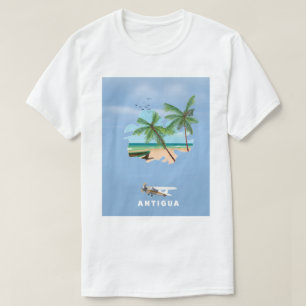 Antigua geïllustreerde kaart reisposter t-shirt