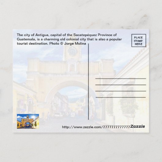 Antigua, Guatemala, Midden-Amerika Briefkaart (Achterkant)