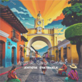 Antigua Guatemala Reizen  Retro Sticker (Voorkant)