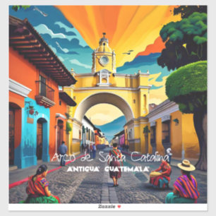 Antigua Guatemala Reizen  Retro Sticker