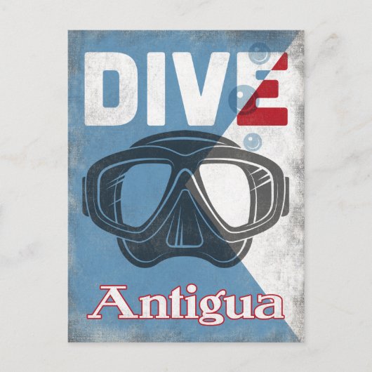 Antigua scuba duikmasker briefkaart (Voorkant)