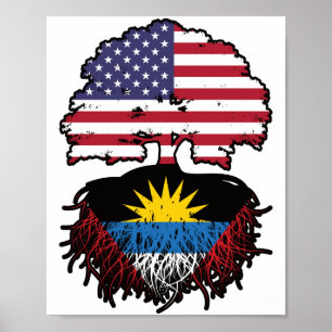 Antiguan American USA Tree Roots Flag Poster