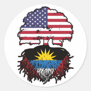 Antiguan American USA Tree Roots Flag Ronde Sticker
