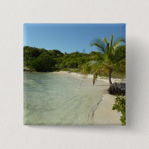 Antiguan Beach Mooi tropisch landschap Vierkante Button 5,1 Cm