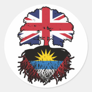 Antiguan British UK Tree Roots Flag Ronde Sticker
