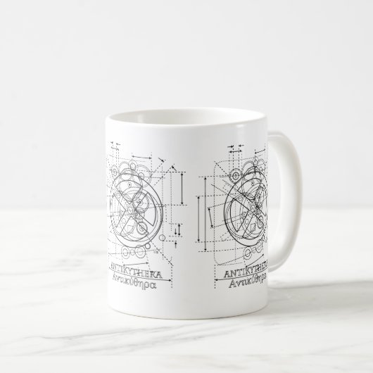 Antikythera Mechanism Drawing Coffee Mok (Voorkant rechts)