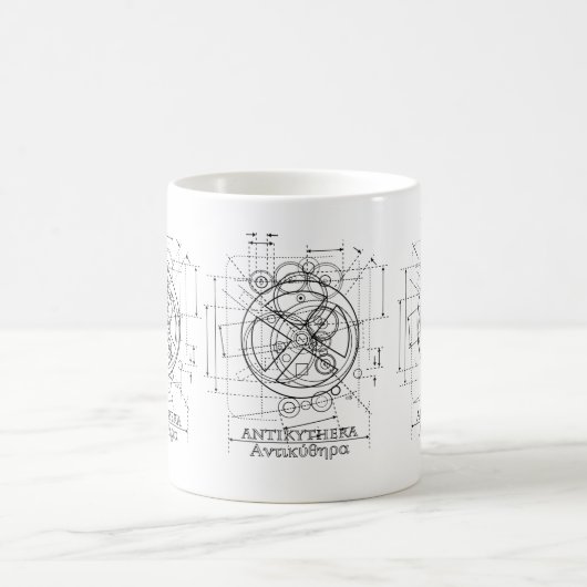 Antikythera Mechanism Drawing Coffee Mok (Center)