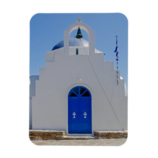 Antiparos Blue and White Chapel Magneet (Verticaal)