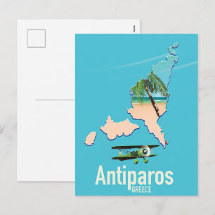 Antiparos Griekenland reiskaart Feestdagenkaart
